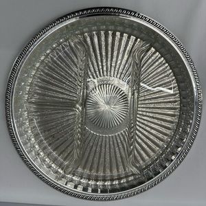 CSW Silverplate 12” Round Tray with 10” Glass Insert